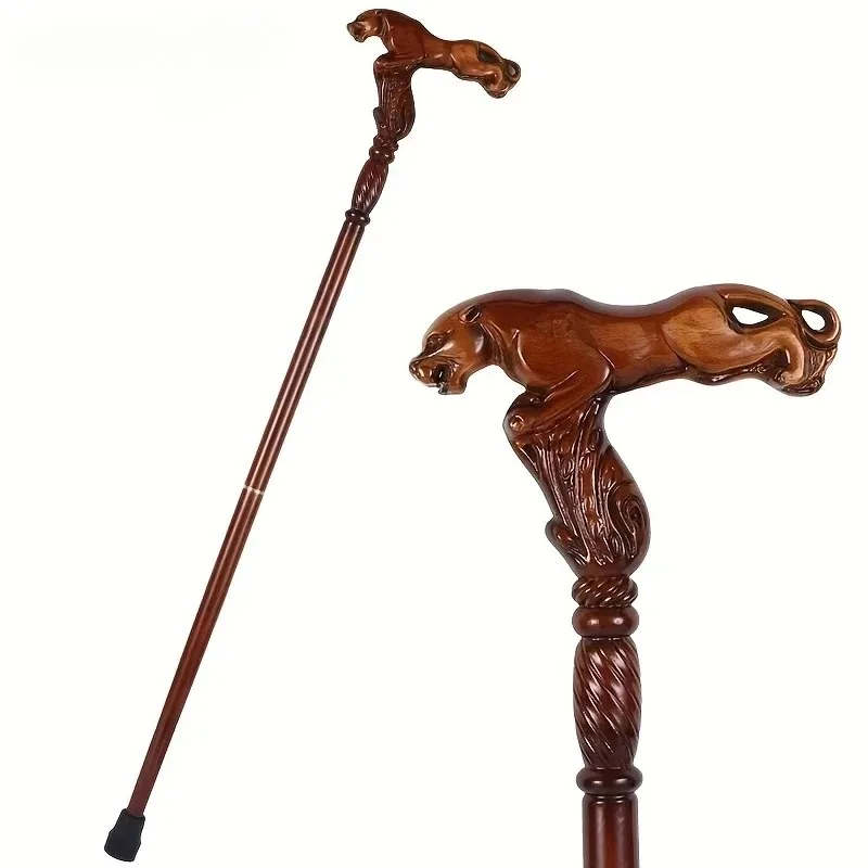 95Cm leopard print handle luxury wooden stick male, retro removable German beech cane, female fashion elegant