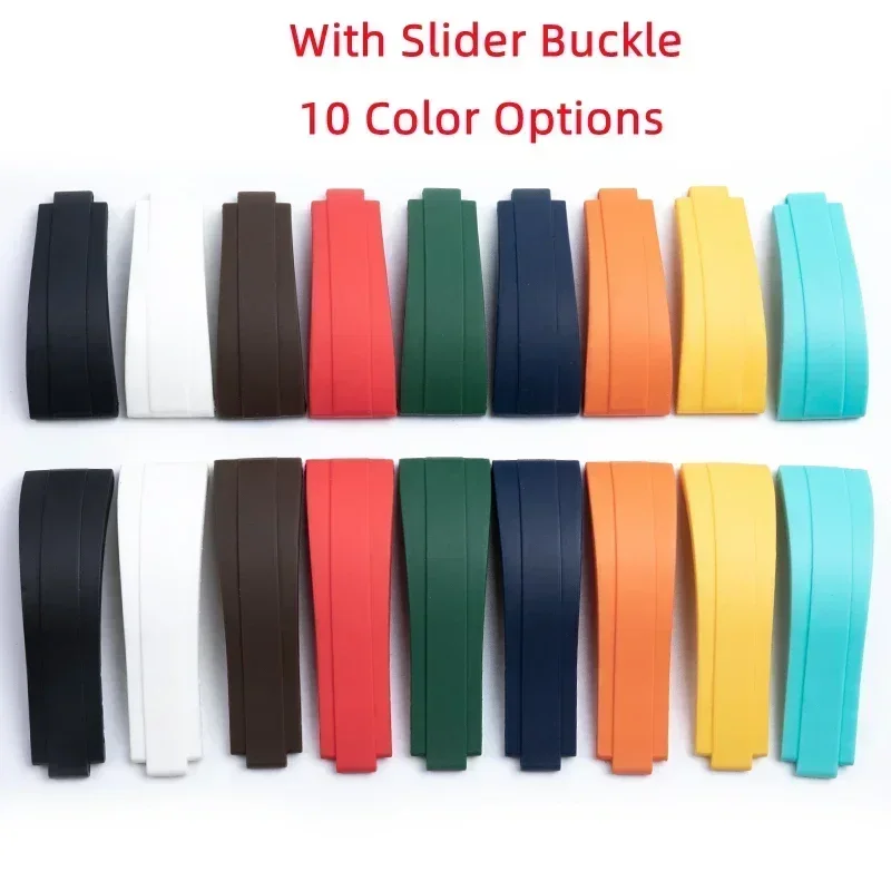 Quality Nature Rubber Watchband 20/21mm For Rolex Strap For DAYTONA SUBMARINER GMT Yacht-Master OYSTERFLEX Glidelock Colorful