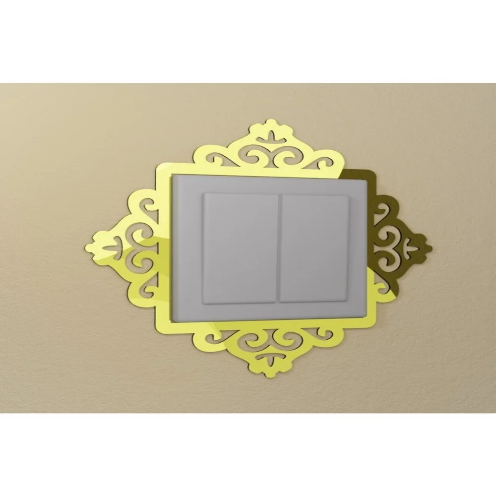 Decoratieve Socket Trim Goud Kleur Single Frame Key Home Decoratie Sleutel Protector Cover Muursticker Stereo