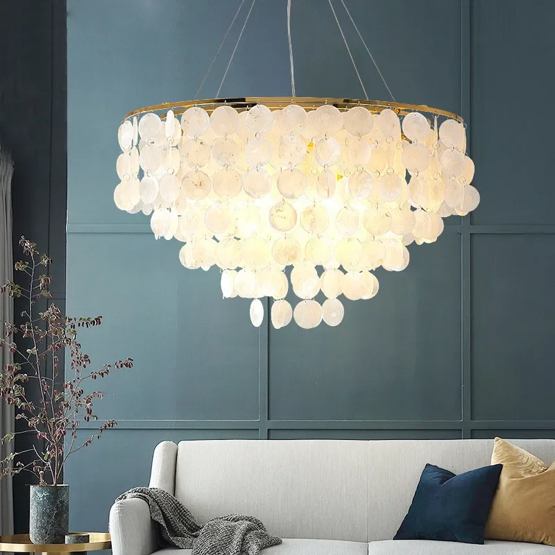 

Nordic Modern Shell Gold Led Light Chandelier For Living Room Dining Bedroom Chandeliers Lamp Home Lighting 110V 220V