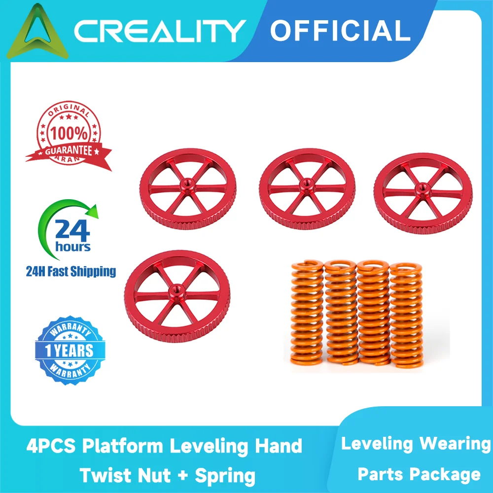 Crealiteit Officiële 4 Stuks Platform Nivellering Hand Twist Moer + Veer Voor Ender 3/3 Pro/3 V2 Cr 3d Printer Heatbed Verbeterde Onderdelen