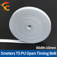 ONEFIRE 3D printer T5 Open synchronous belt Trapezoidal tooth width 10mm PU white 5meter open Timing Belts