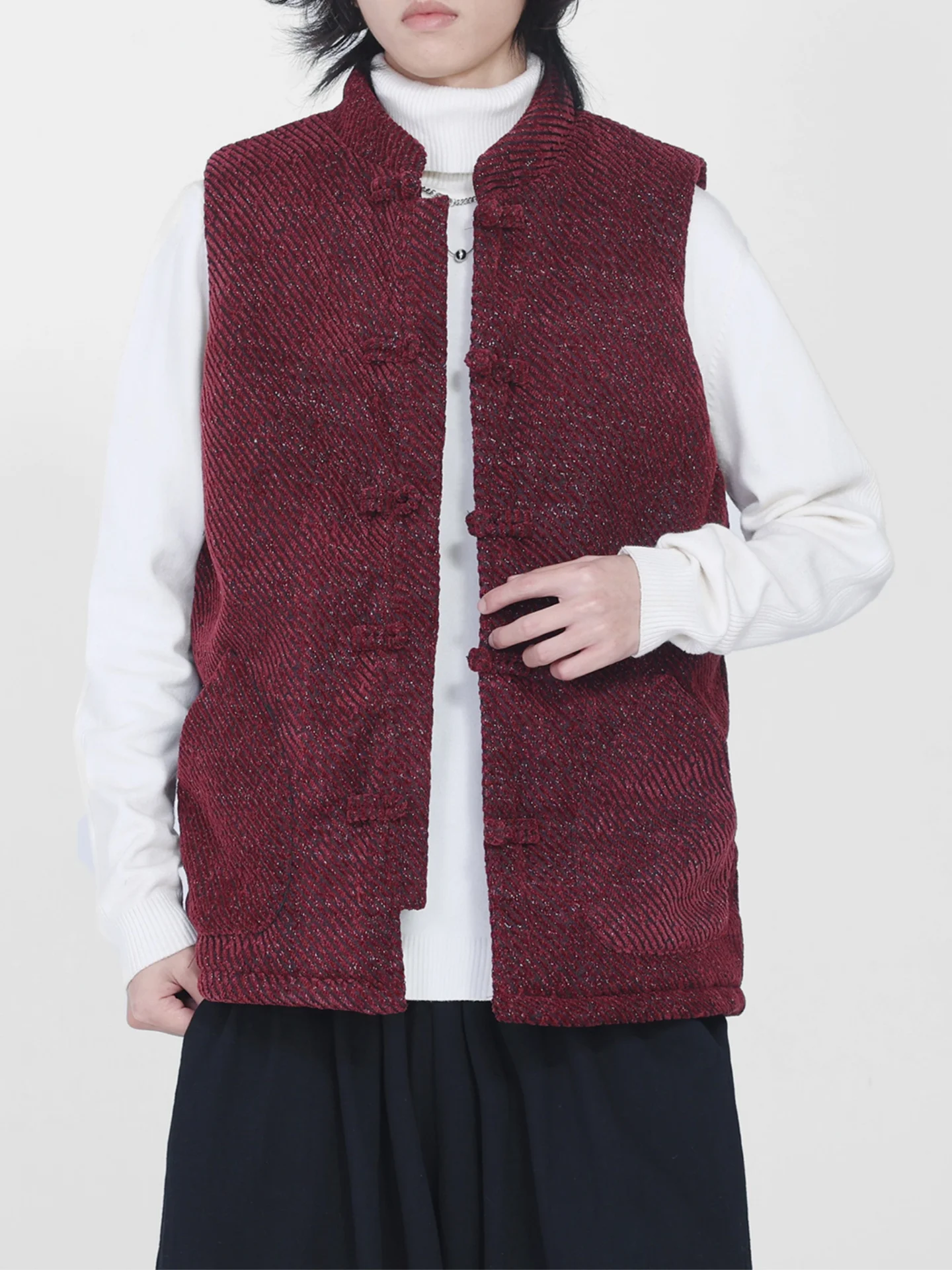 

New Chinese Sle Thiened Winter Men's Outerwear a Ni Er Jaet Retro Button Design Vest oulder Pad Casual Faion