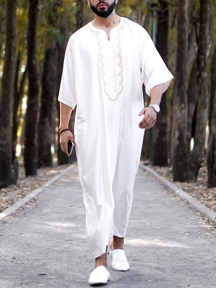 Abaya Men Ramadan Islam Thobe Long Robe Galabia Arab Summer 2024 etnico sciolto Casual Eid musulmano marocco Dubai Abayas Jalabiya