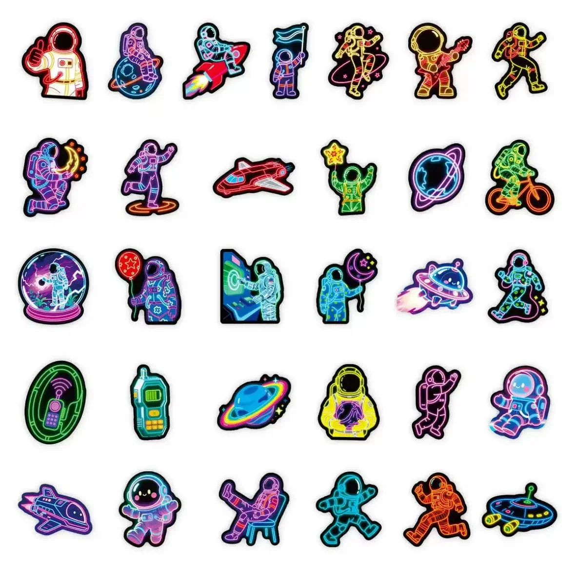 56 New Neon Astronaut Graffiti Stickers Waterproof  Stickers can be used to decorate your laptop notebook and wherever you