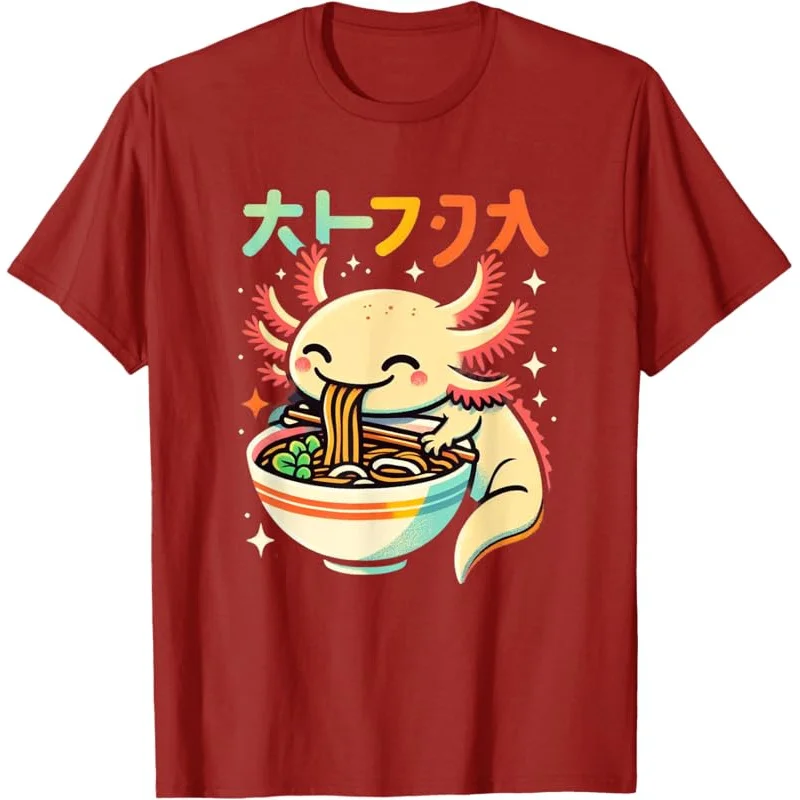 Axolotl Ramen Kawaii Neko Camiseta estética de fideos japoneses