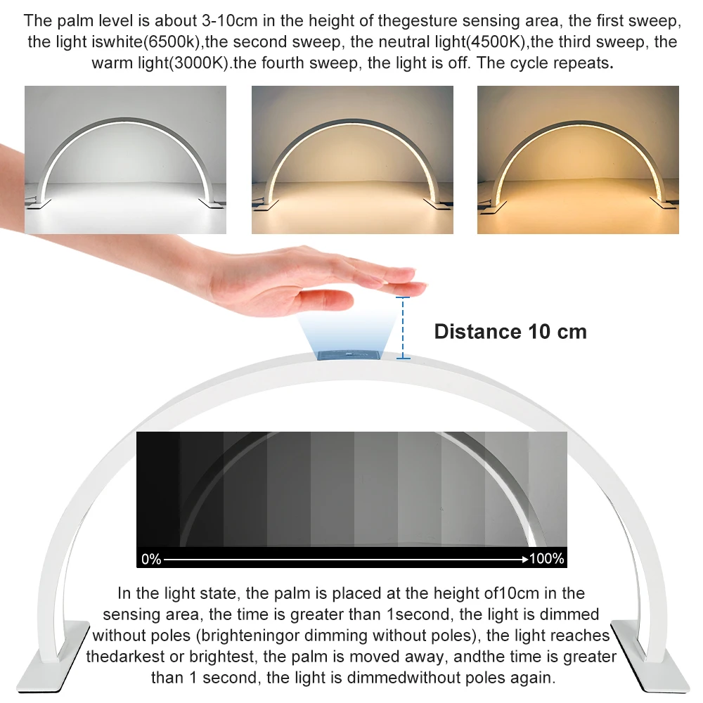 Lámpara de media luna para uñas, luz Led de escritorio para extensión de pestañas, tatuaje y cejas, 21,6/28 pulgadas