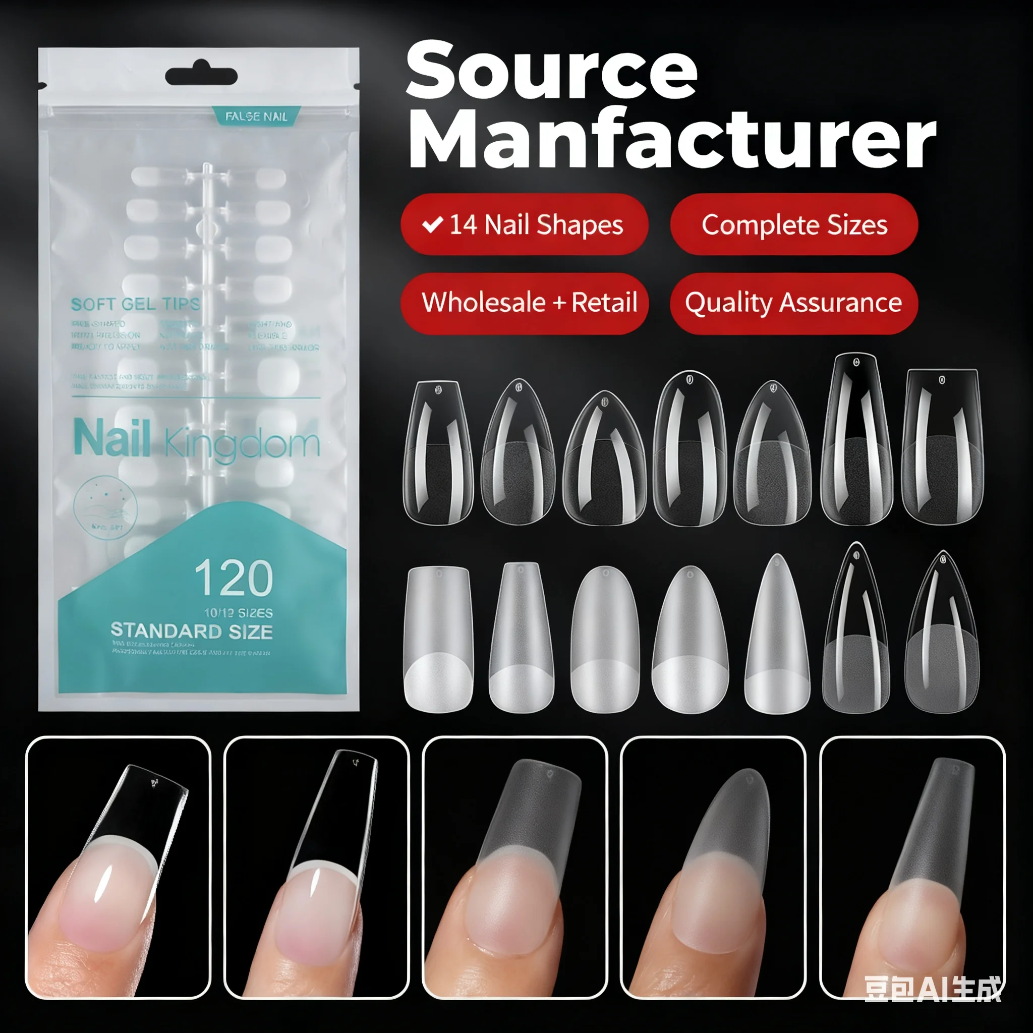 120 قطعة هلام نصائح كاذبة الطبيعية منحوتة الباليه نعش اللوز الأظافر وهمية غطاء كامل قسط جودة الصحافة على الأظافر مستلزمات الأظافر #1