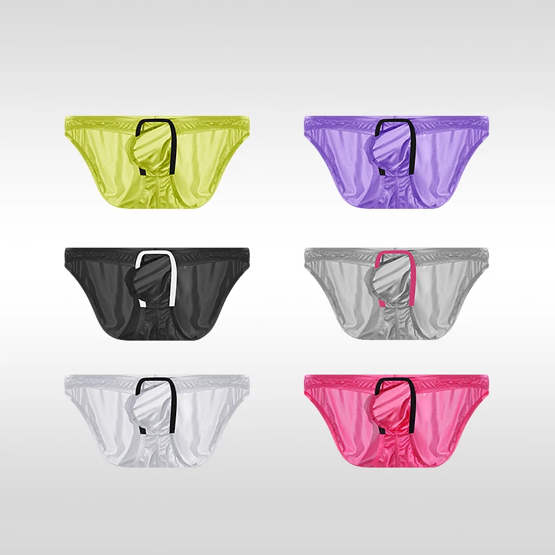 3PCS Men's Underwear Ultra-Thin Breathable Sexy Briefs Japanese Style Low-Rise Ice Silk with Large Pouch Underpants