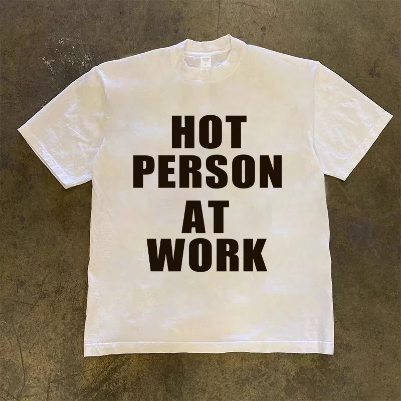 

Heavy opaque cleanfit letter print American retro short-sleeved T-shirt