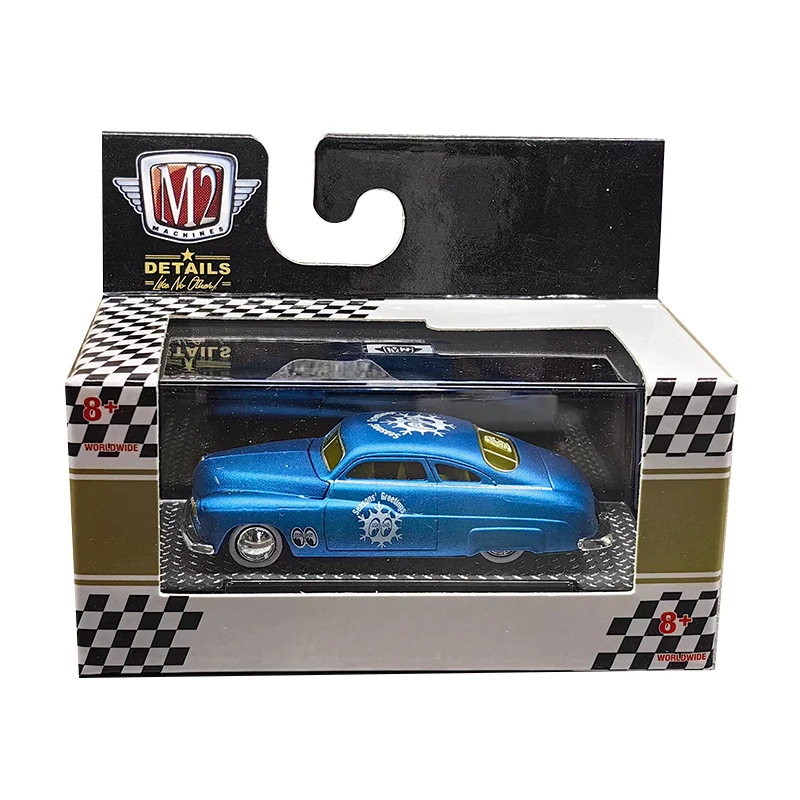 M2 Machines 1:64 Scale 1949 Blue Mercury Moon and Eyes Alloy Collection Model Car Limited Edition Child Gift