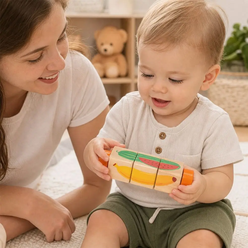 New Wooden Rotating Puzzle Rotating Safe Wooden Jigsaw Puzzle Hand Educational Block Toddlers