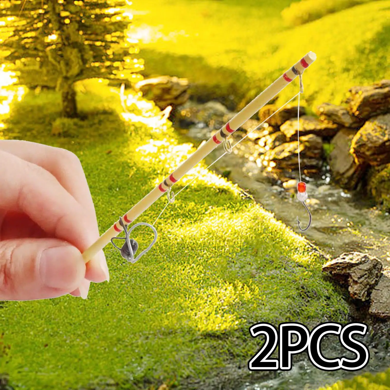 2 Pieces 1:12 Fishing Pole Dioramas Craft Adornment DIY Projects DIY Scenery