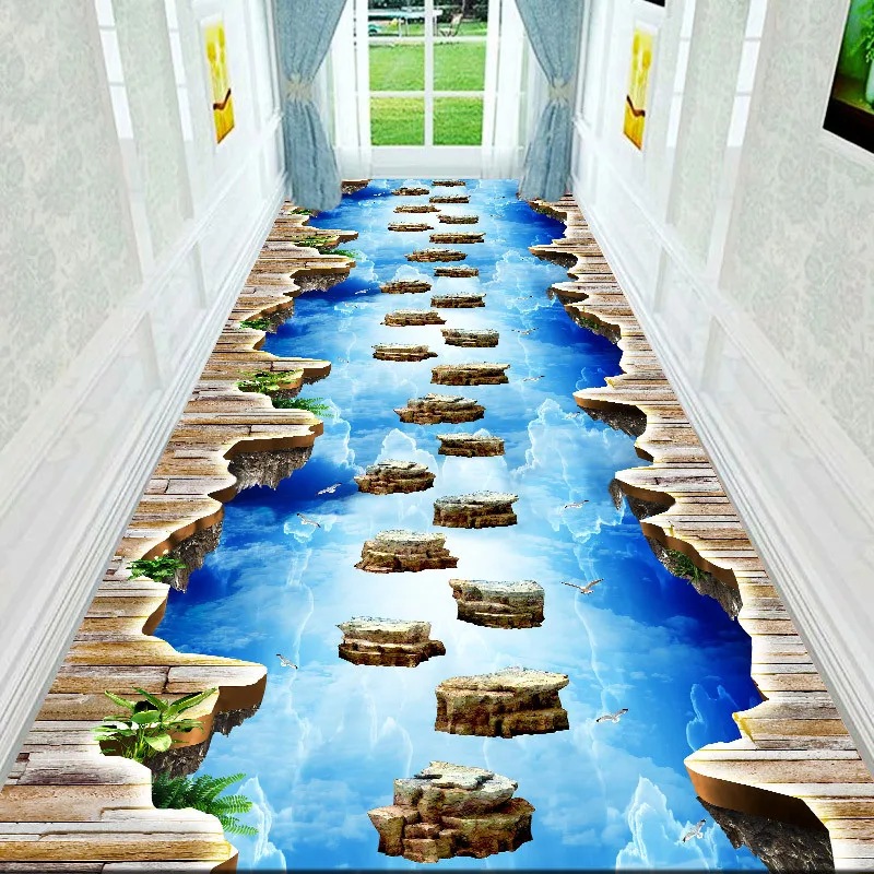 

Visual Carpet 2D Graphic Illusion Cliff Falls Print Floor Mat Small Area Rug for Living Room Balcony Stair Kitchen Hallway Decor