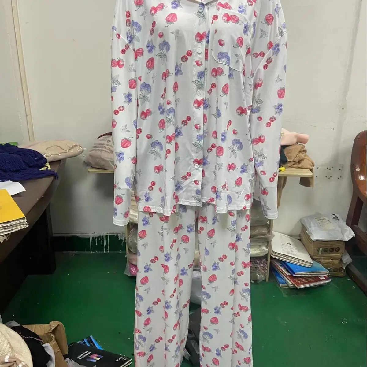 

Women's Long Sve irt Floral Fruit Print Spwear Set Comfortable Home Clothes Men's Spring Season Universal Four Seasons