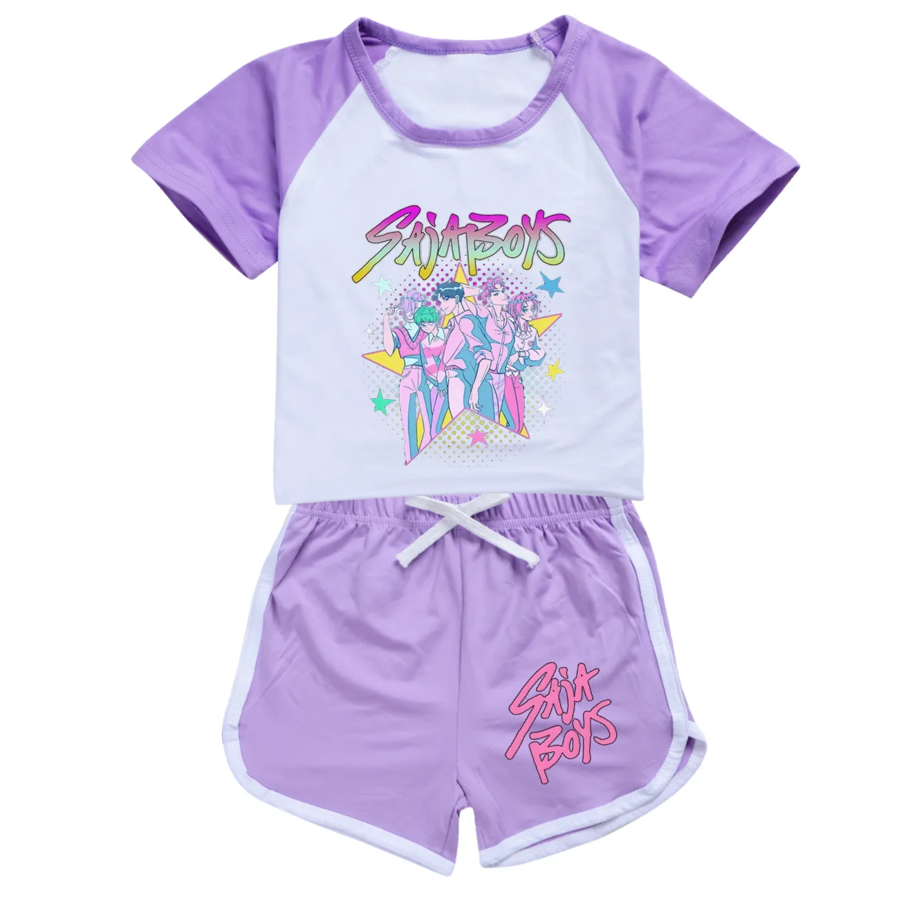 

Summer KPop Demon Hunters SATA BOYS Kids Pajama Girls 2pcs T-shirt Shorts Sleepwear Set Cartoon Boys Girls Home Clothes