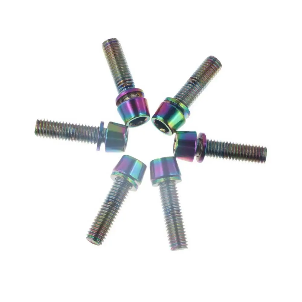 6PCS M5*18mm Bike Stem Bolts Titanium-plated Corrosion Resistance Bicycle Riser Screws Tight Threads 7 Colors