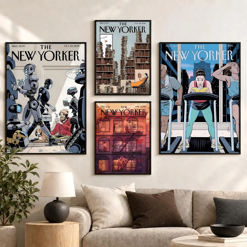 The New Yorker Magazine Literary City Cover Aesthetic Poster Aesthetic Art Print for Bedroom & Living Room Decor, Unframed
