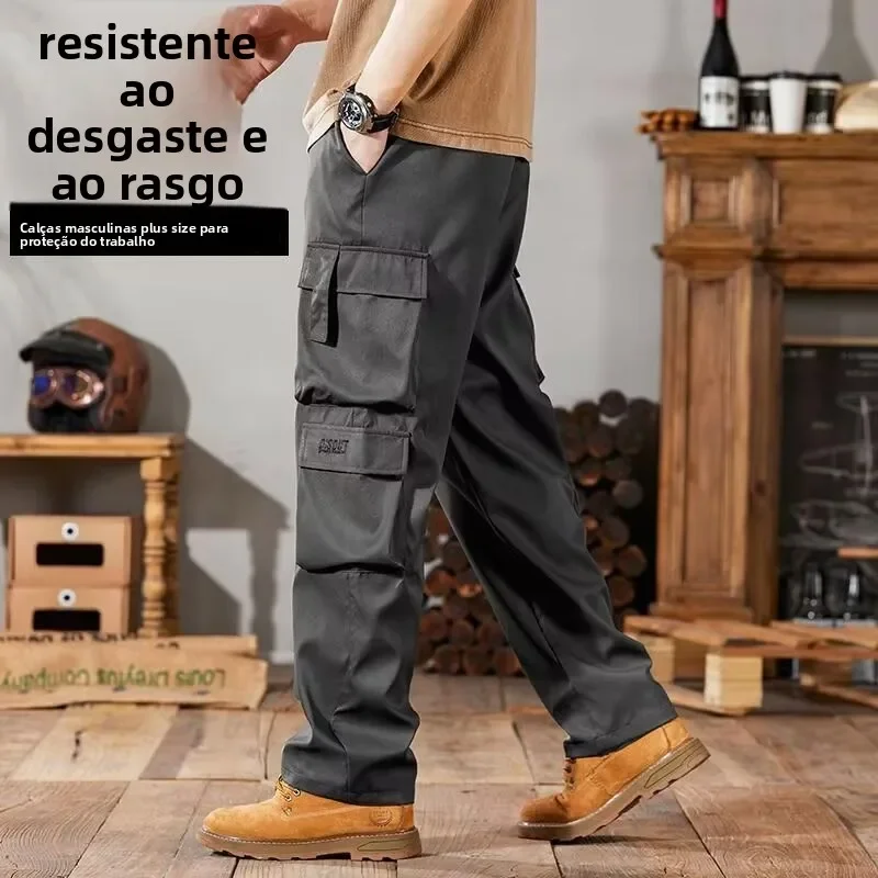 Casual and Trendy Workwear Pants for Men, Loose Fit Plus Size, New Straight Leg Multi Pocket, Durable and Dirt Resistant Pants
