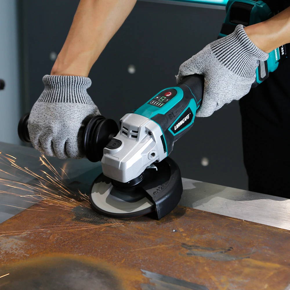 New Lithium Battery Power Tool 125mm Variable Speed Braking Grinder with Anti-Vibration Handle LCG790-9L Angle Metal Cutting