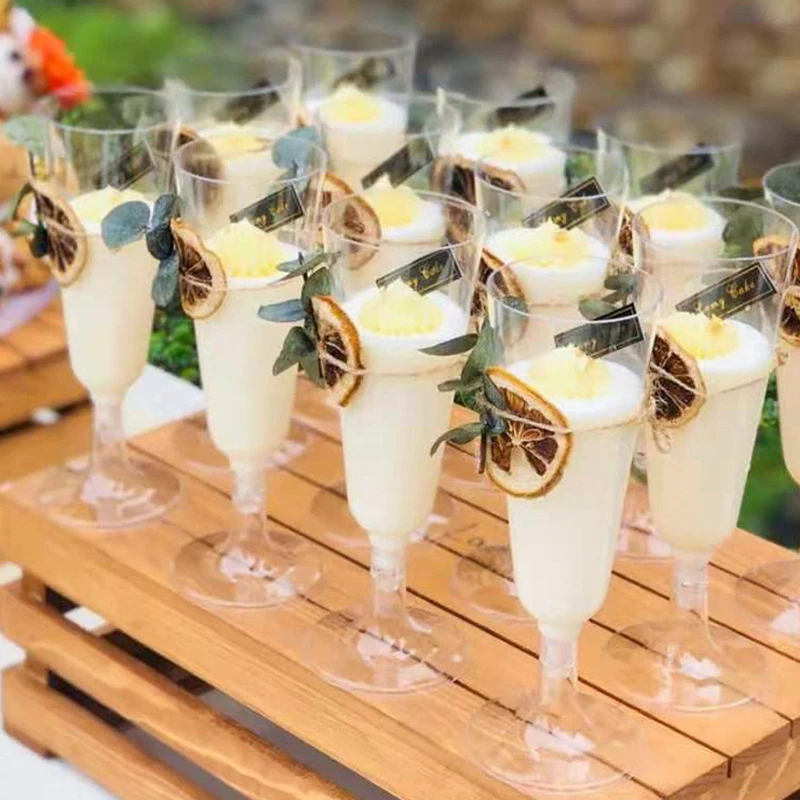 20Pcs Plastic Disposable Clear Champagne Cocktail Glasses Wine Cups Birthday Party Wedding Anniversary Festival Drinkware