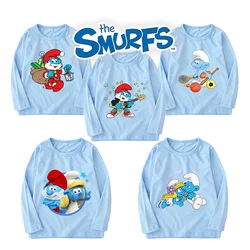 Anime Smurfs bambini felpa film Cartoon stampato manica lunga ragazza Tees Pullover sottile top vestiti di cotone regali per bambini carini