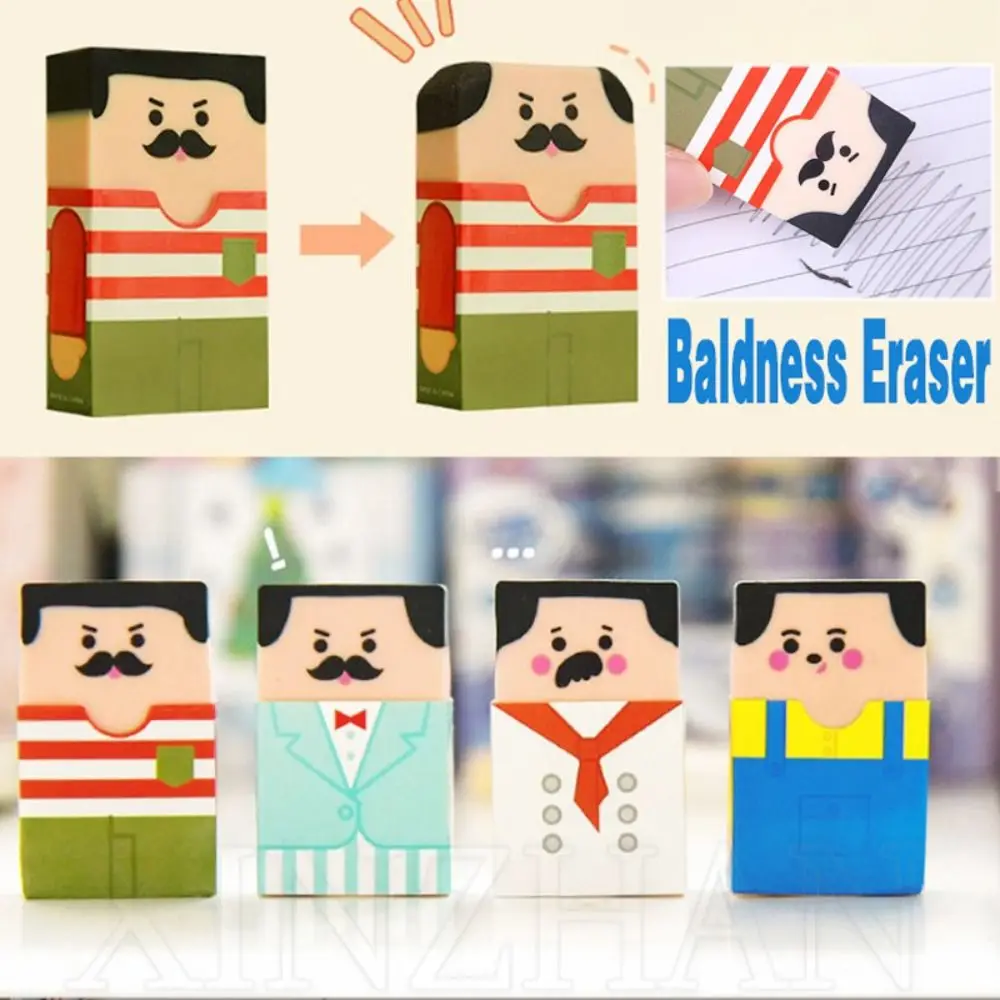 Bald Man Bald Man Eraser Creative Without Leaving Marks Cute Cartoon Rubber Eraser Student Art Painting Eraser Learning Prize