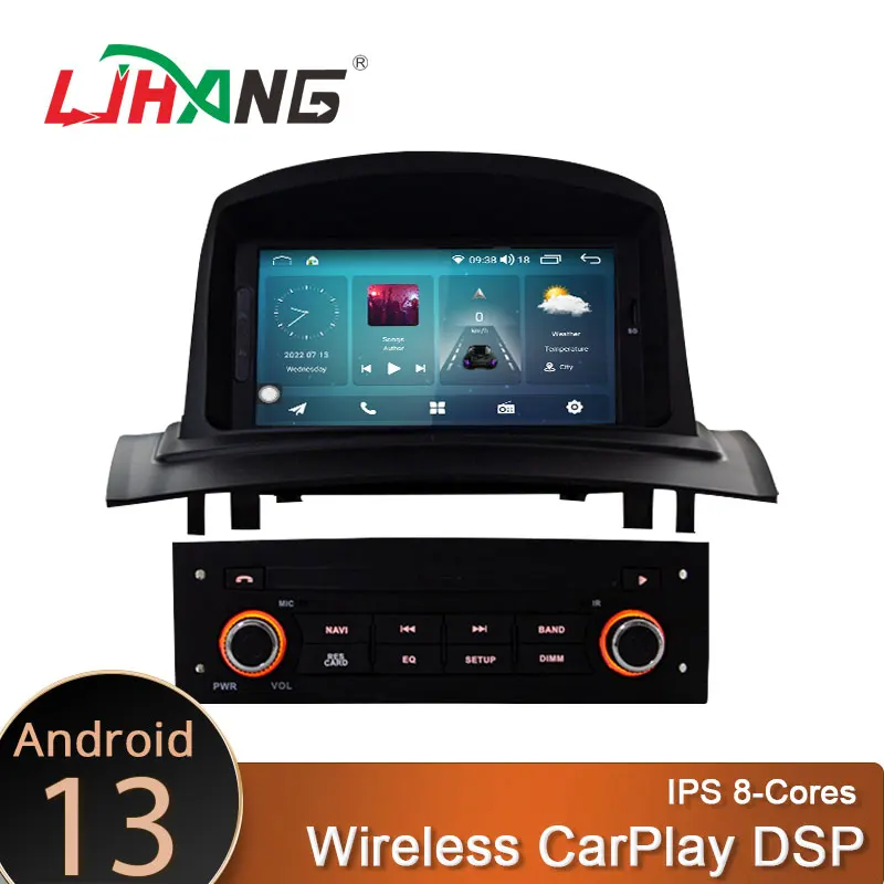 

Автомобильный мультимедийный плеер LJHANG Android 13 DSP carplay для RENAULT MEGANE 2 2002 - 2008 стерео автомобильное радио аудио GPS навигация 1DIN