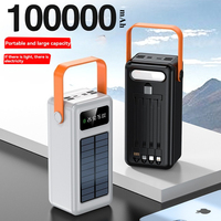 100000 mAh Large Capacity Power Bank Detachable Four Wire Solar Power Student Dormitory Portable  Bank Outdoor Camping Light