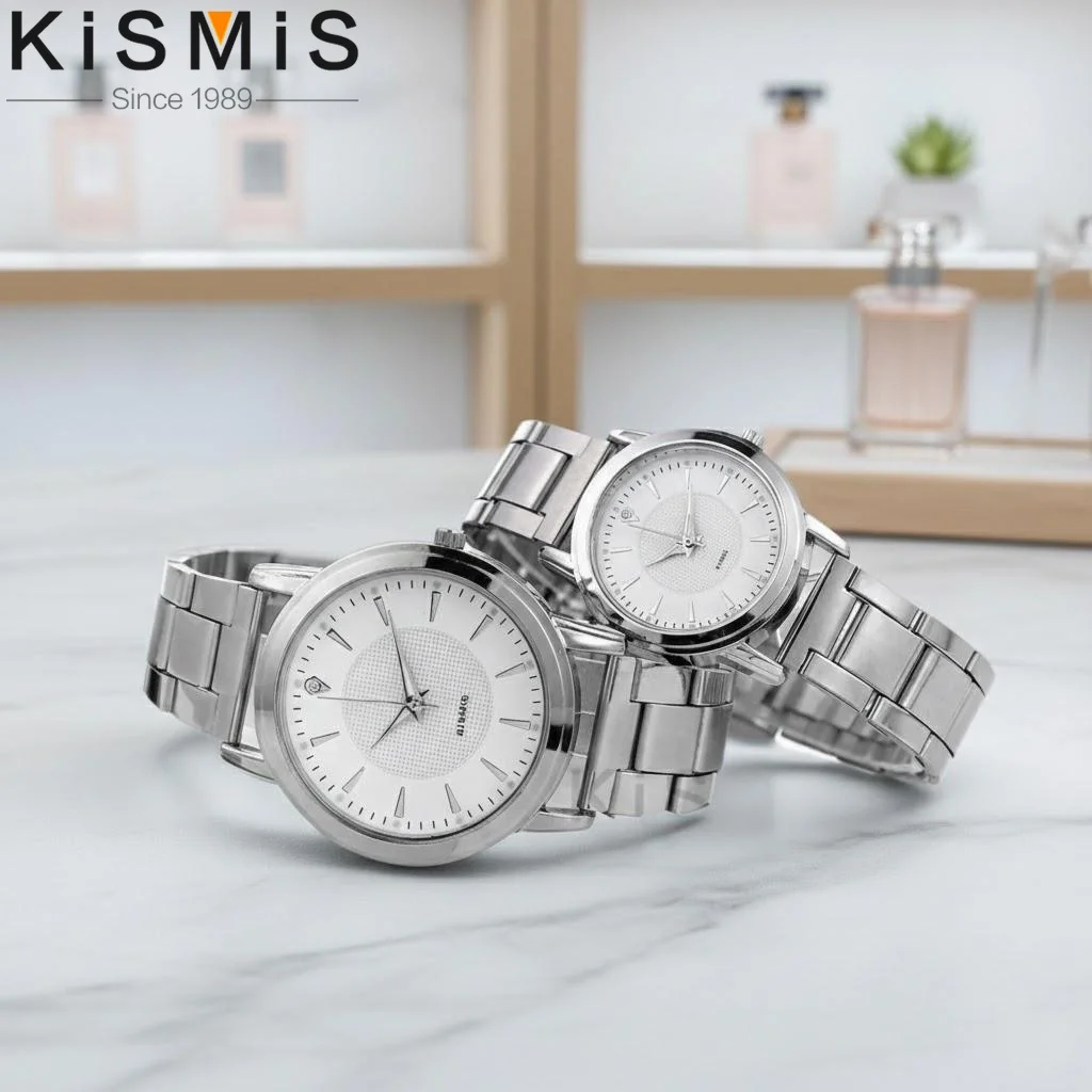 Couples Quartz Watches Luminous Steel Band Matching Timepieces Fashion Gift Him Her Valentine Anniversary Present