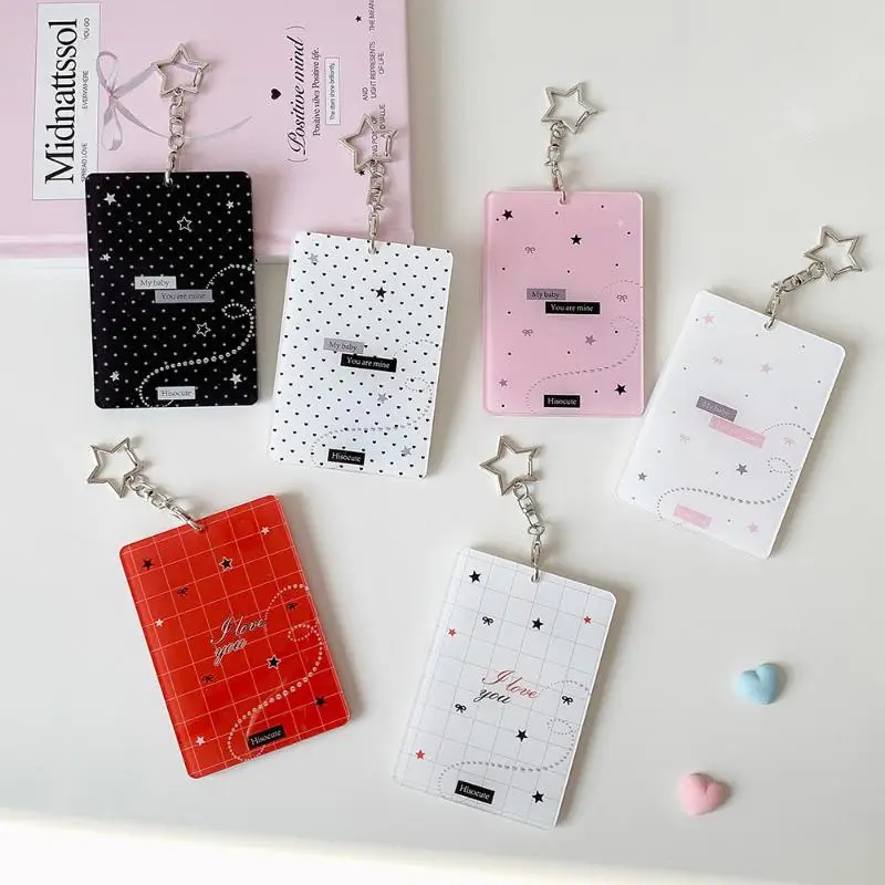 Herzförmiger Photocard-Halter mit Stern-Schlüsselanhänger, Niedlicher Spitzenrahmen, Ausweishülle, Kpop-Photocard-Schutzhülle, Taschenanhänger, Geschenk für Fans – Detail 4