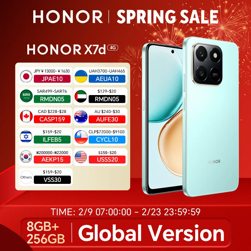 Original HONOR X7d 8+256 Global Version 4G Smarphone 6.77'' TFTLCD Screen 108M Main camera 6500mAh 35W SuperCharge MagicOS 9.0