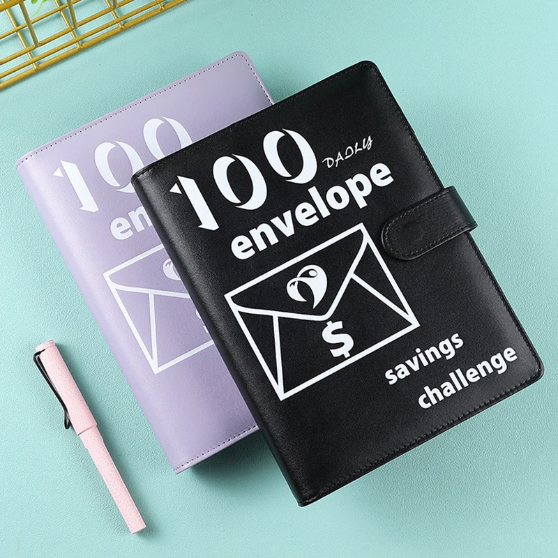 1PC 100 Envelopes Money Saving Challenge Budget Binder Password Lock Money Saver For Cash Cost Expense Organizer Notebook Binder