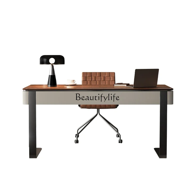 

ls 27 Italian minimalist walnut solid wood desk light luxury high-end modern high-end desk