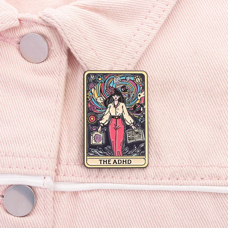 Cartoon Girl Pattern Brooches, Creative Card-Shaped Alloy Badges, Clothing Accessories, Pins as Gifts for Friends