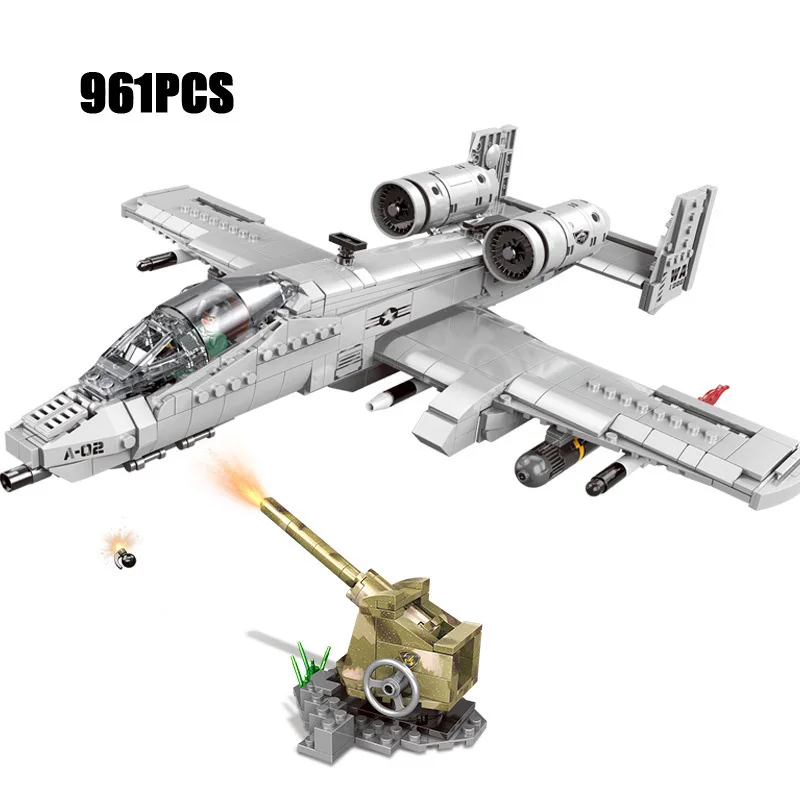 America Military Vehicle A-10 Attack Plane United States Thunderbolt II Fighter Building Block Air Forces Figure Brick Model Toy