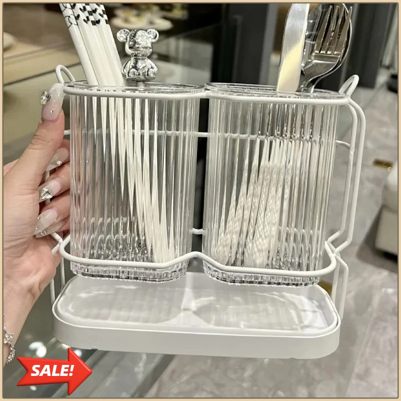 Il portaoggetti per posate a doppio strato mantiene la cucina pulita e ordinata, organizer per bacchette, cucchiai e forchette.