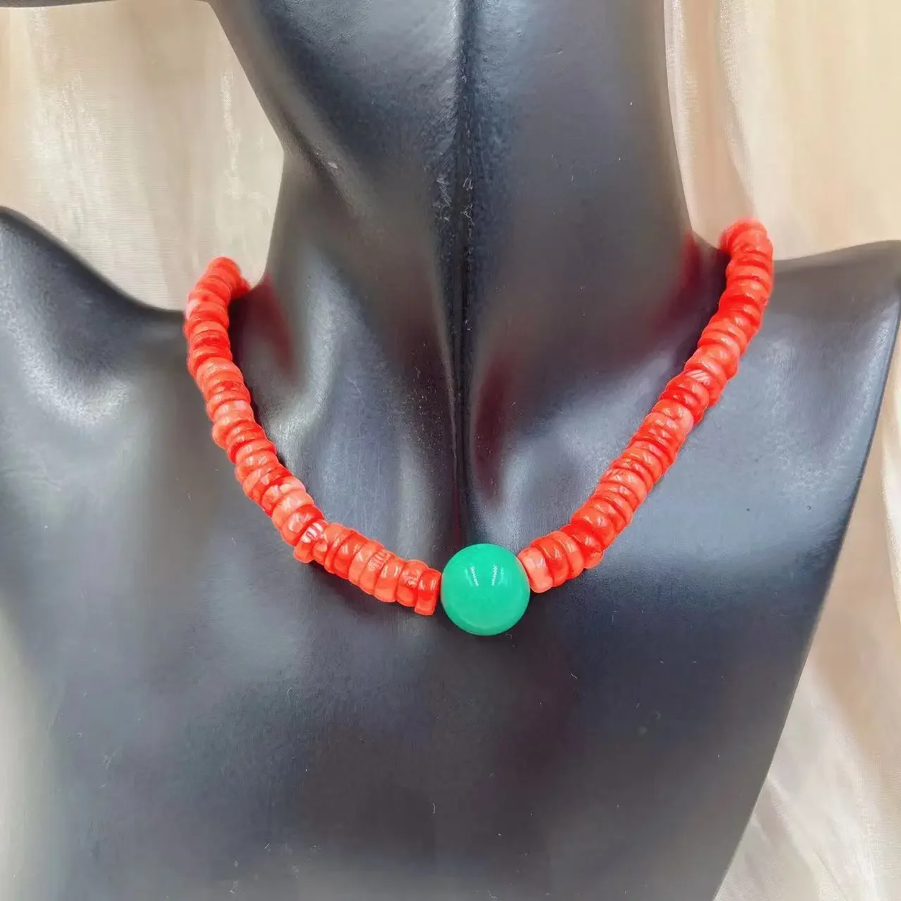 Short Collar Nigeria Wedding African Bride Jewelry Round Turquoise Natural Sea Bamboo Orange Coral Necklace 17inch