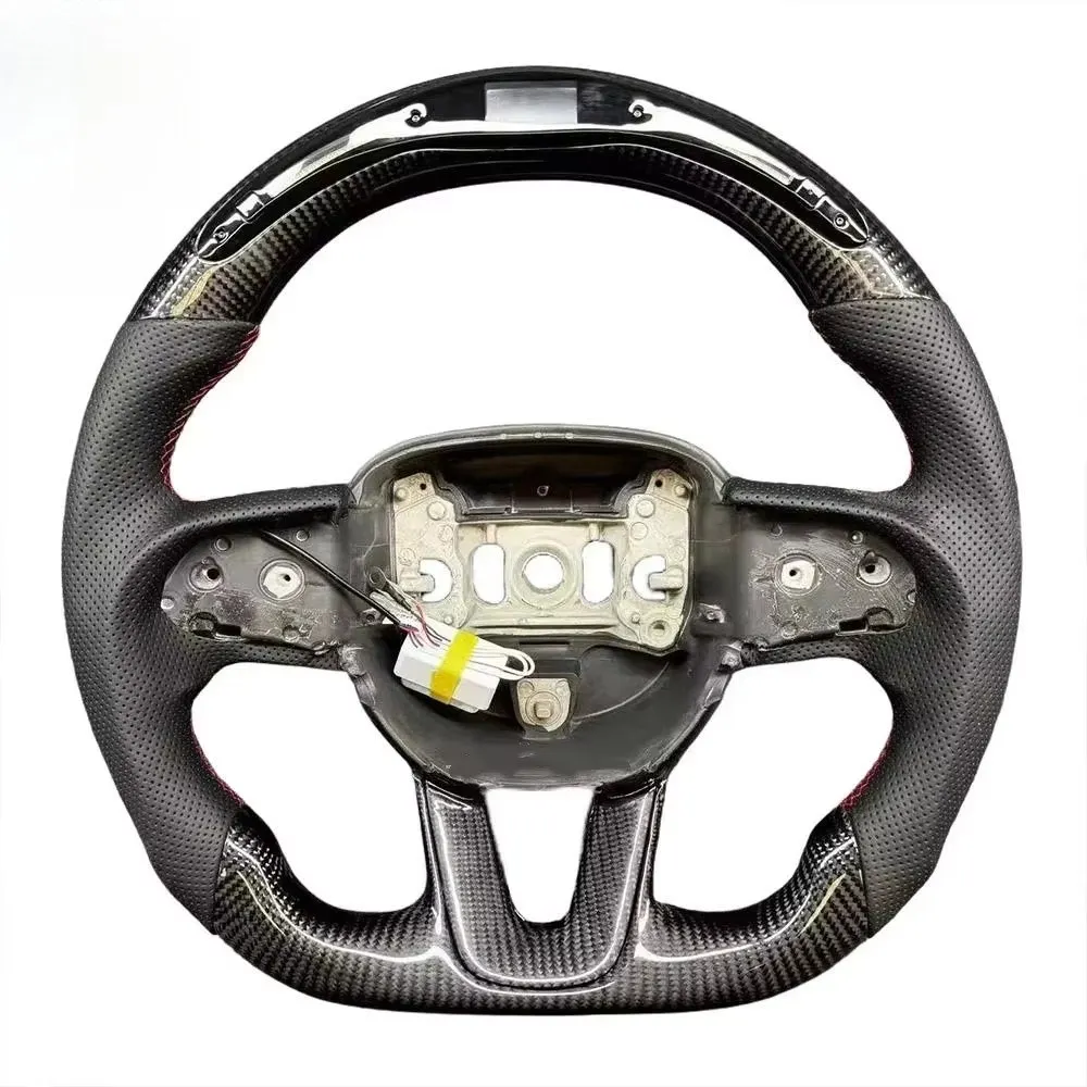 High Quality  Leather & Carbon Fiber Steering Wheel for Model 3/Y Car Interior Parts view 4