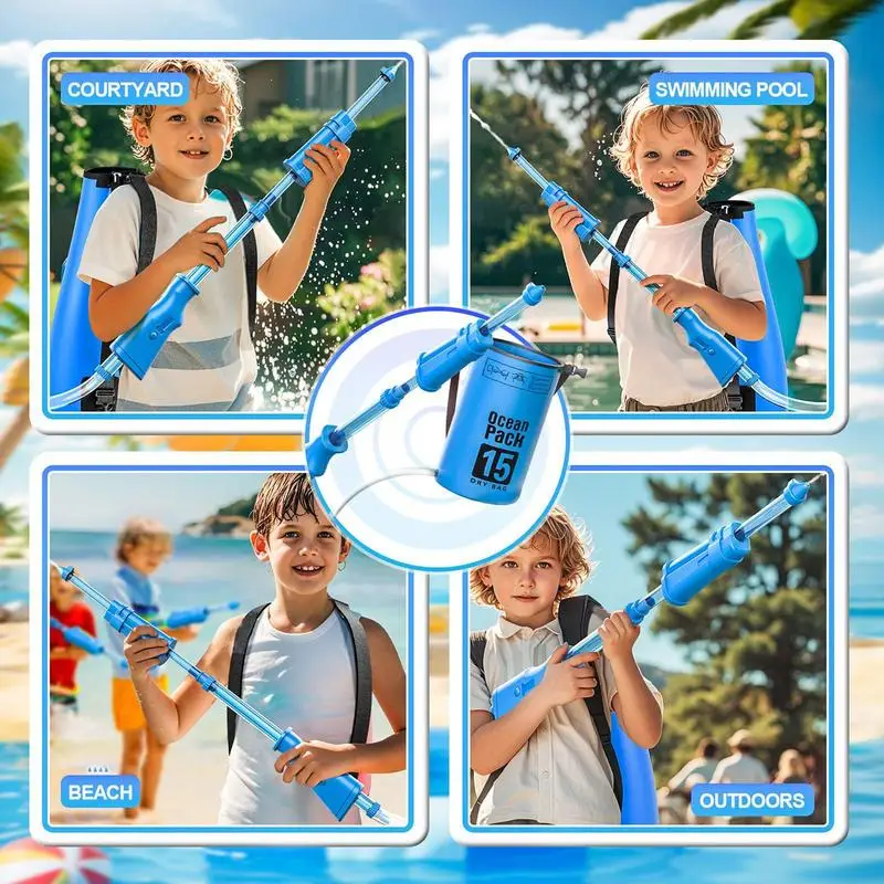 Backpack Water Soaker Large Backpack Water Spraying Soaker Toy Bathing Playing Interactive Hot Weather Pool Game for Multiple