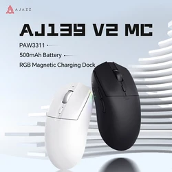 AJAZZ AJ139 V2 MC Gaming Mouse with RGB Charging Base,PAW3311 Sensor,3 Modes Wireless Mouse,1000 Polling Rate,66g Lightweight