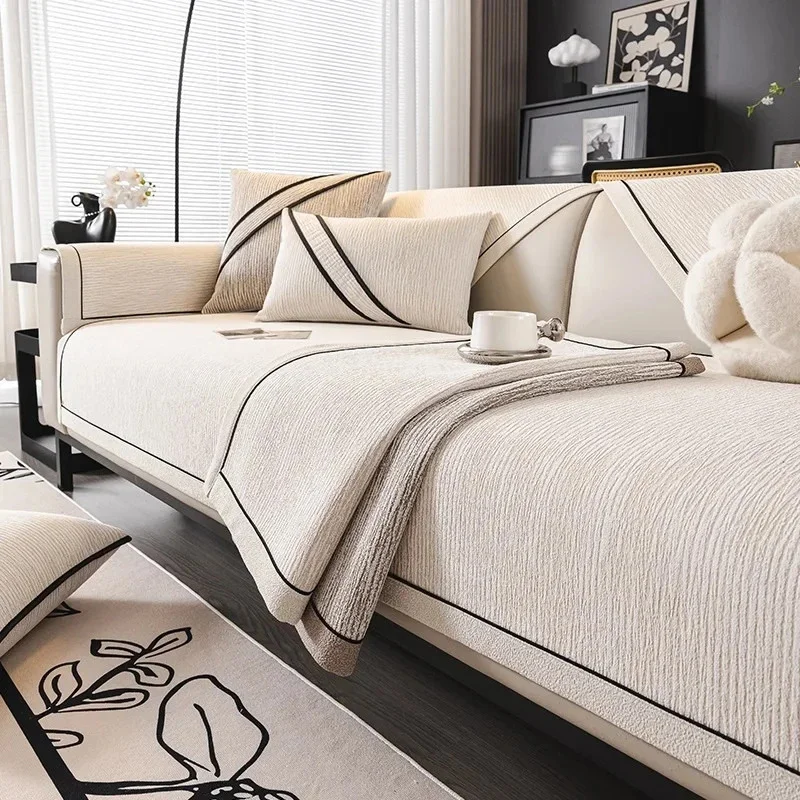 Luxury Chenille Sofa Seat Cover Living Room Four Seasons Anti-slip Corner Sofa Slipcover Home Universal Couch Cushion Pads 쇼파패드