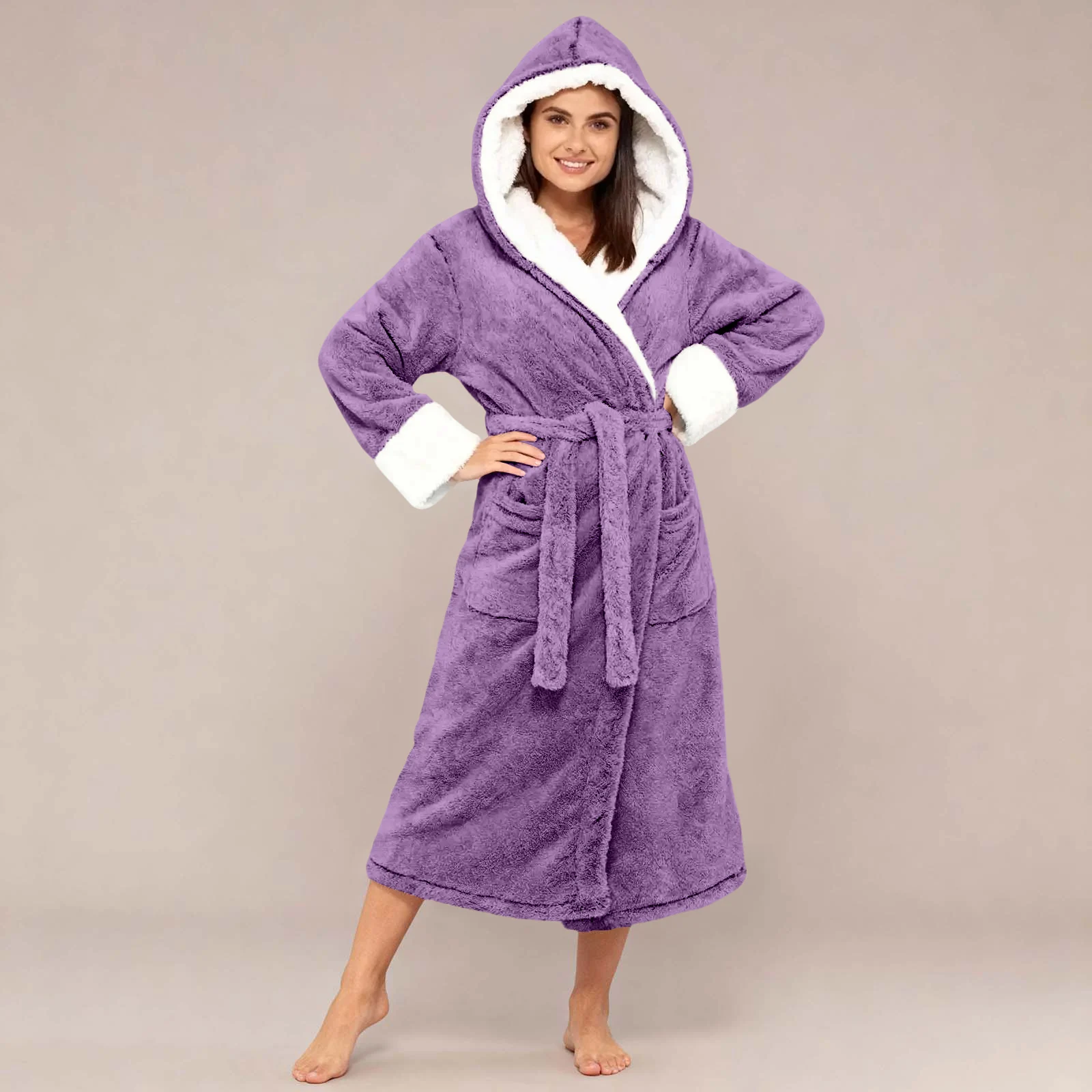 السيدات خريف شتاء المرجان برنس حمام ناعم مقنعين الدافئة دافئ دش الجلباب الصلبة طويلة الأكمام فضفاضة الرداء ثوب النوم ملابس المنزل