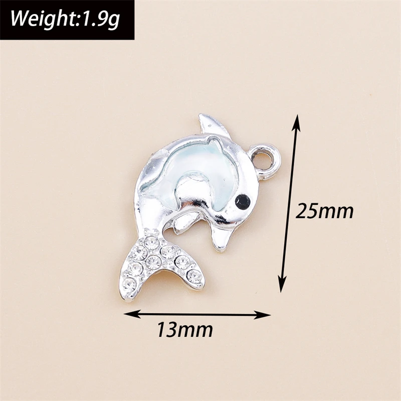 10 Stück niedliche, gemischte Metallanhänger mit Motiven von Meerestieren, Schildkröten, Fischen und Muscheln, zum Basteln von Schmuck, Ohrringen, Halsketten und für DIY-Bastelarbeiten. – Detail 15