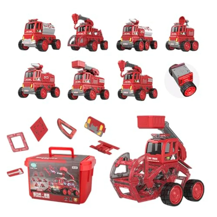 

Magnetic Tiles Car for 3-12y kids: 106PCS red storage box set, ABS plastic, red, strong magnetism and smooth edges for safe cre