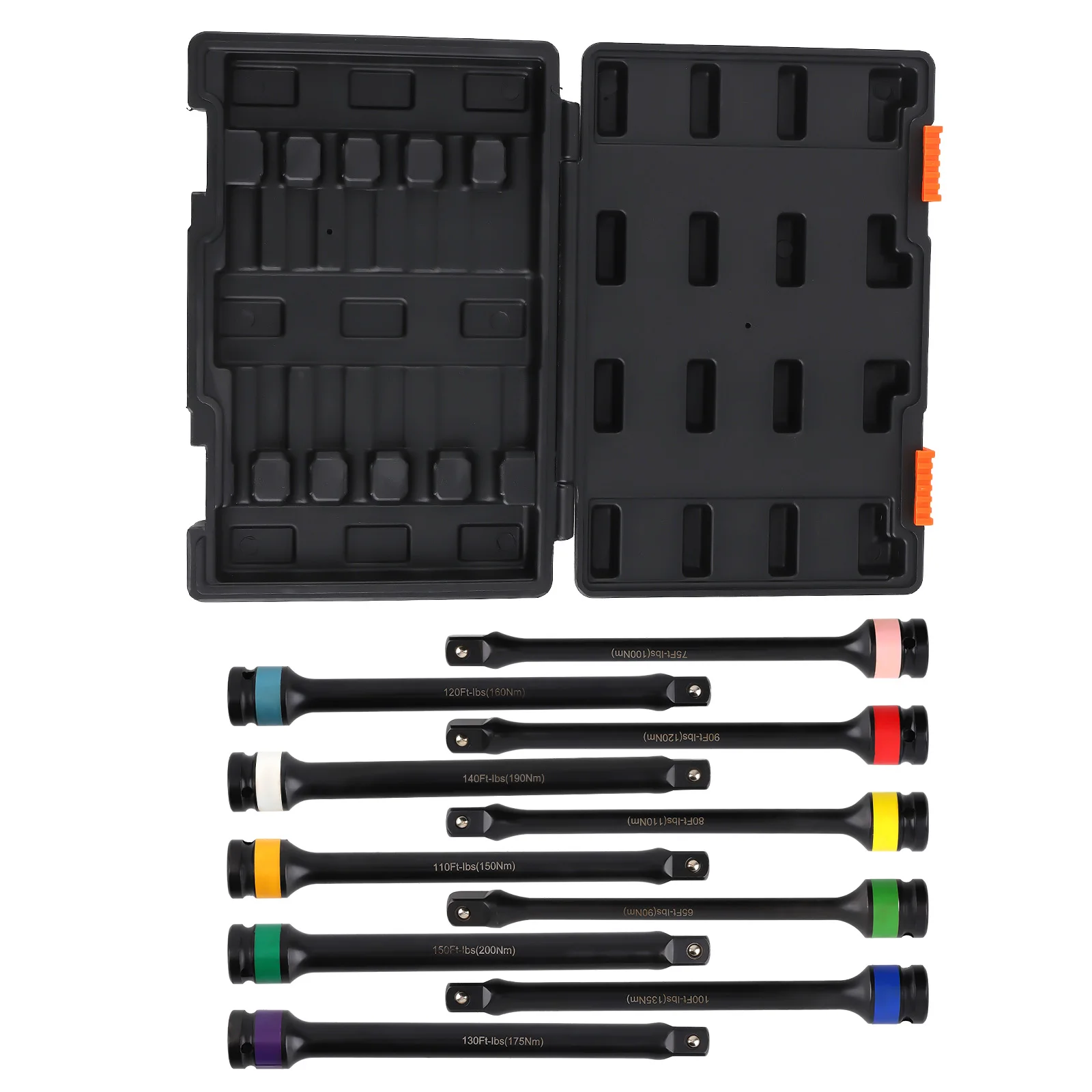 

1/2" Drive Torque Limiting Extension Bar Set 10pcs Lug Nut Torque Stick Set New