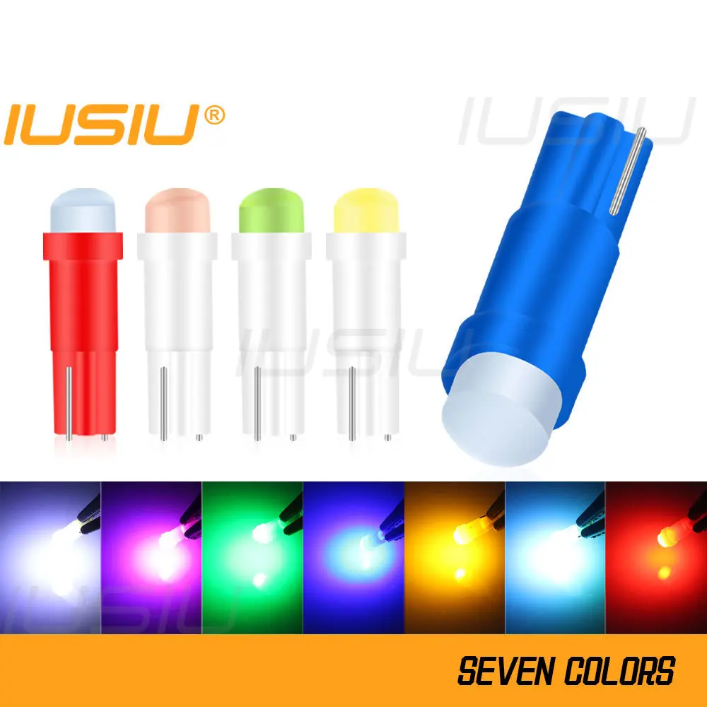 IUSIU 8PCS COB Led T5 Bulb 73 74 17 2721 W3W Instrument Dashboard Plate Panel Switch Radio Indicator Signal Lamps Auto Car Light