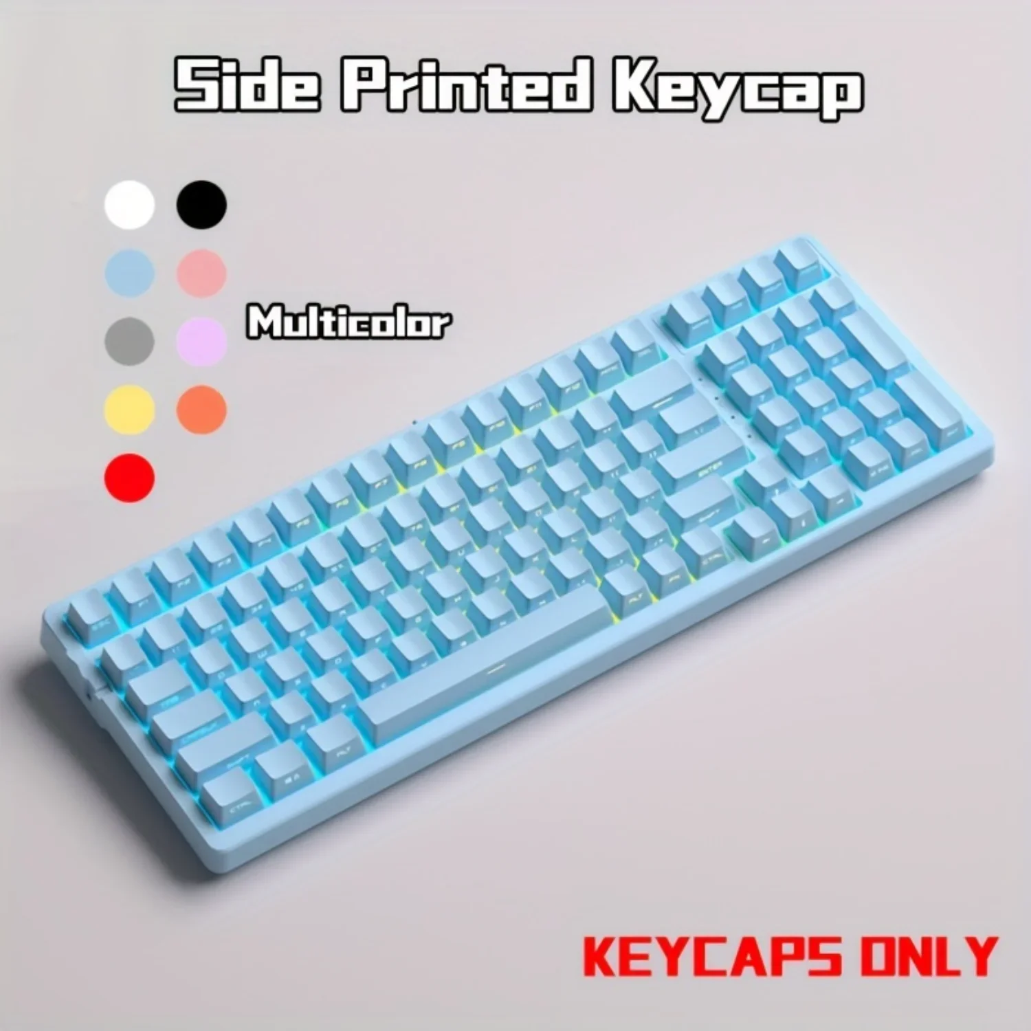 

131 Key PBT Keycap, Side Printed Keycap Set, OEM Profile Backlit Keycap for Cherry MX Switch ASIN US Layout Mechanical Keyboard