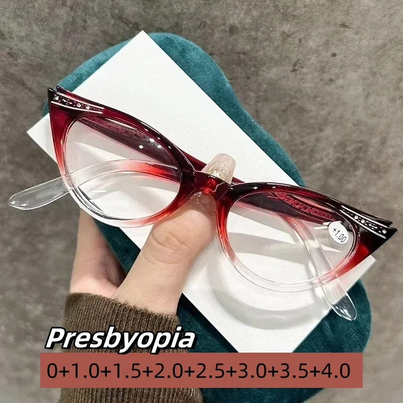 

Cat Eye Frame High Definition Presbyopia Eyewear Ultra Light Blue Light Blocking Reading Eyeglasses Trend Far Sight Glasses