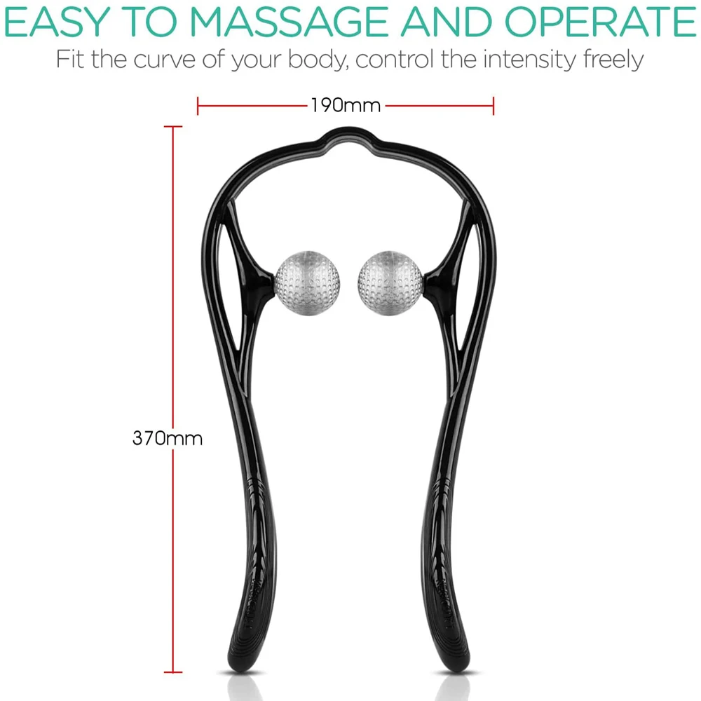 Neck Massager Handheld Manual Shiatsu Deep Tissue Dual Trigger Point Neck Shoulder Massager for Pain Relief, Relax Muscles